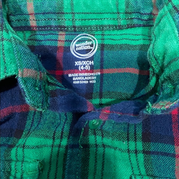 $1 - Wonder Nation Green and Blue Plaid Button Down Shirt - Picture 2 of 4